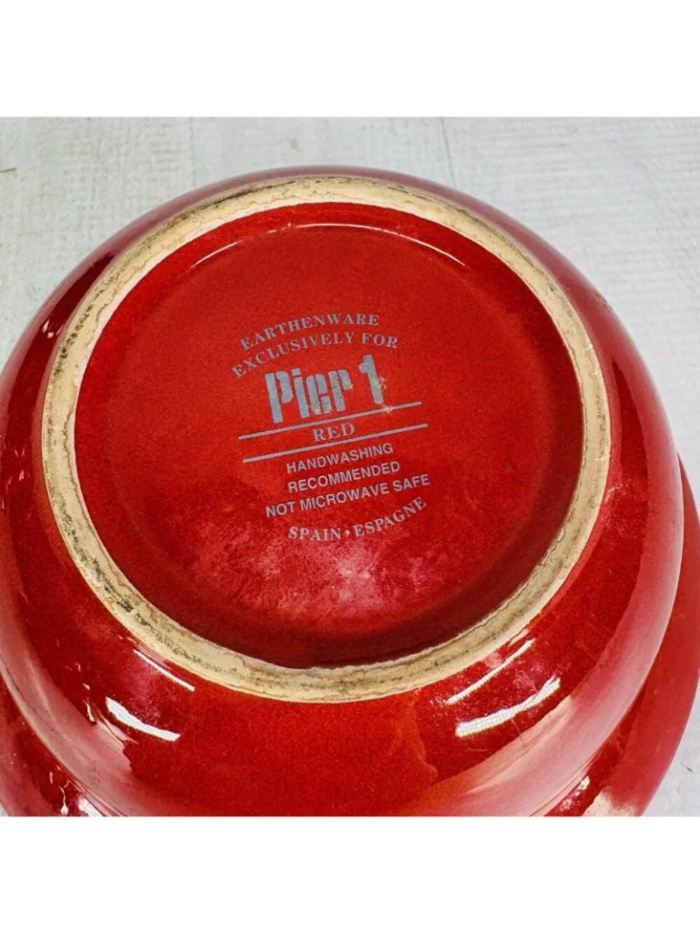 Pier 1 RED Solid Colored Rimmed Earthenware Spain 6.75
